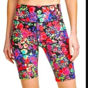 Calvin Klein Brand Women's Large Neon Floret Pop Pink Biker Shorts High Waist